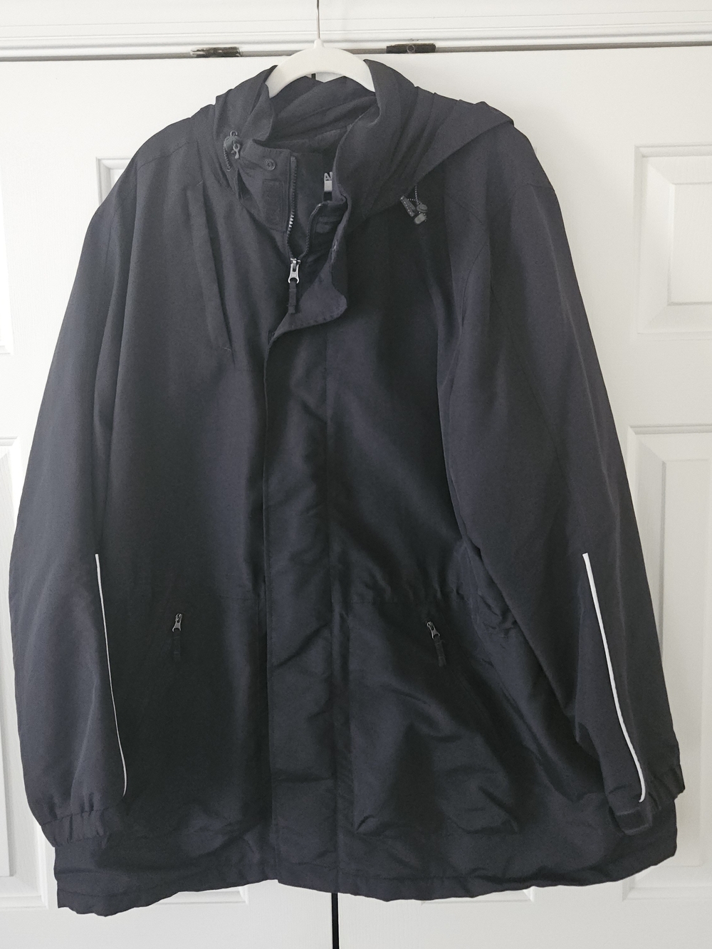 Lands' End Men's 3XL Big & Tall Black Hooded Lined Full Zip Parka Jacket